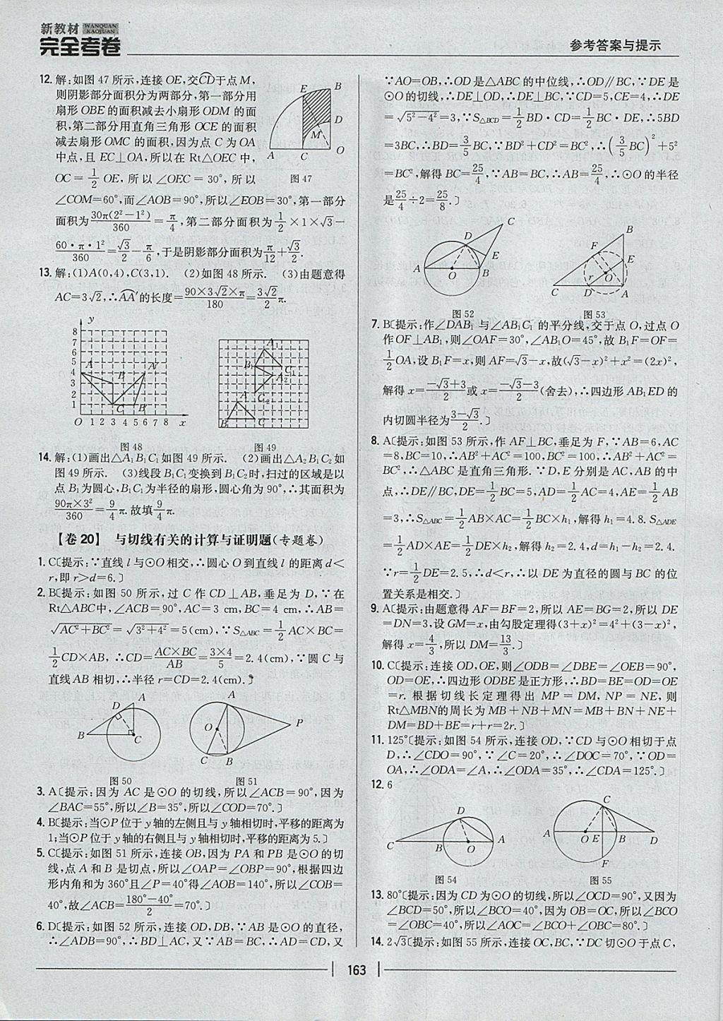 2017年新教材完全考卷九年級數(shù)學(xué)全一冊人教版 參考答案第19頁