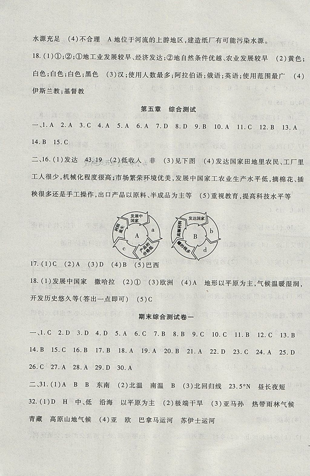 2017年海淀金卷七年级地理上册人教版 参考答案第7页