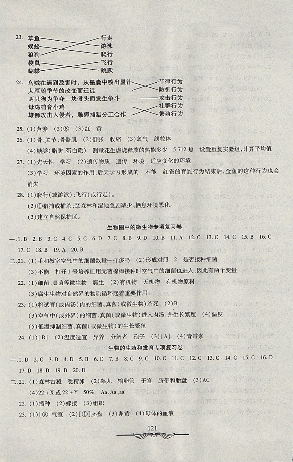 2017年學(xué)海金卷初中奪冠單元檢測卷八年級(jí)生物全一冊(cè)北師大版 參考答案第5頁