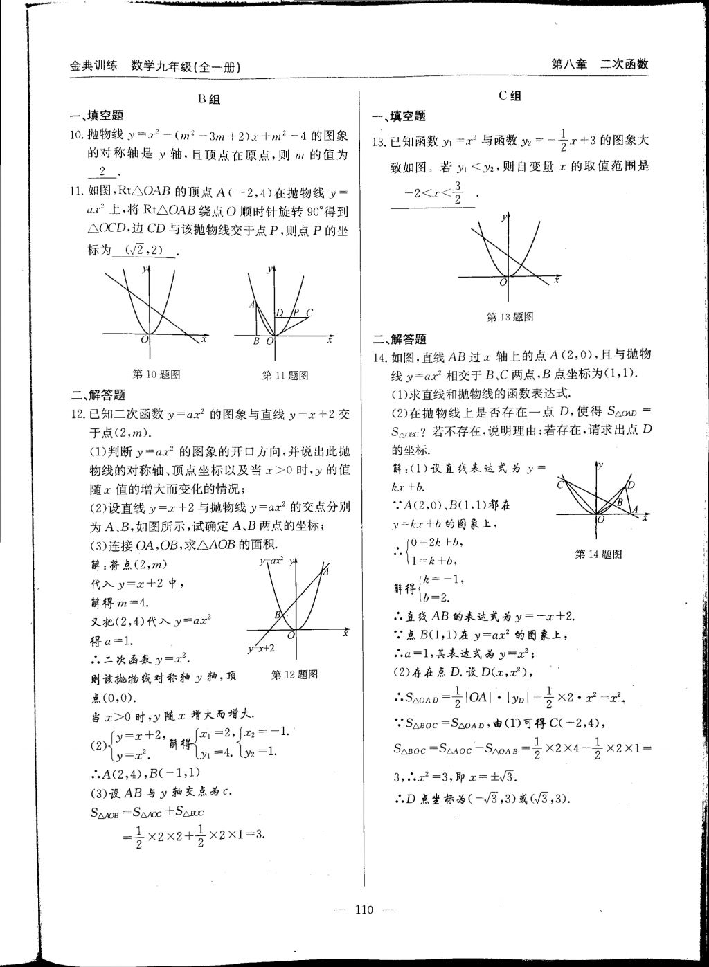 2017年金典訓(xùn)練九年級數(shù)學(xué)全一冊 參考答案第110頁