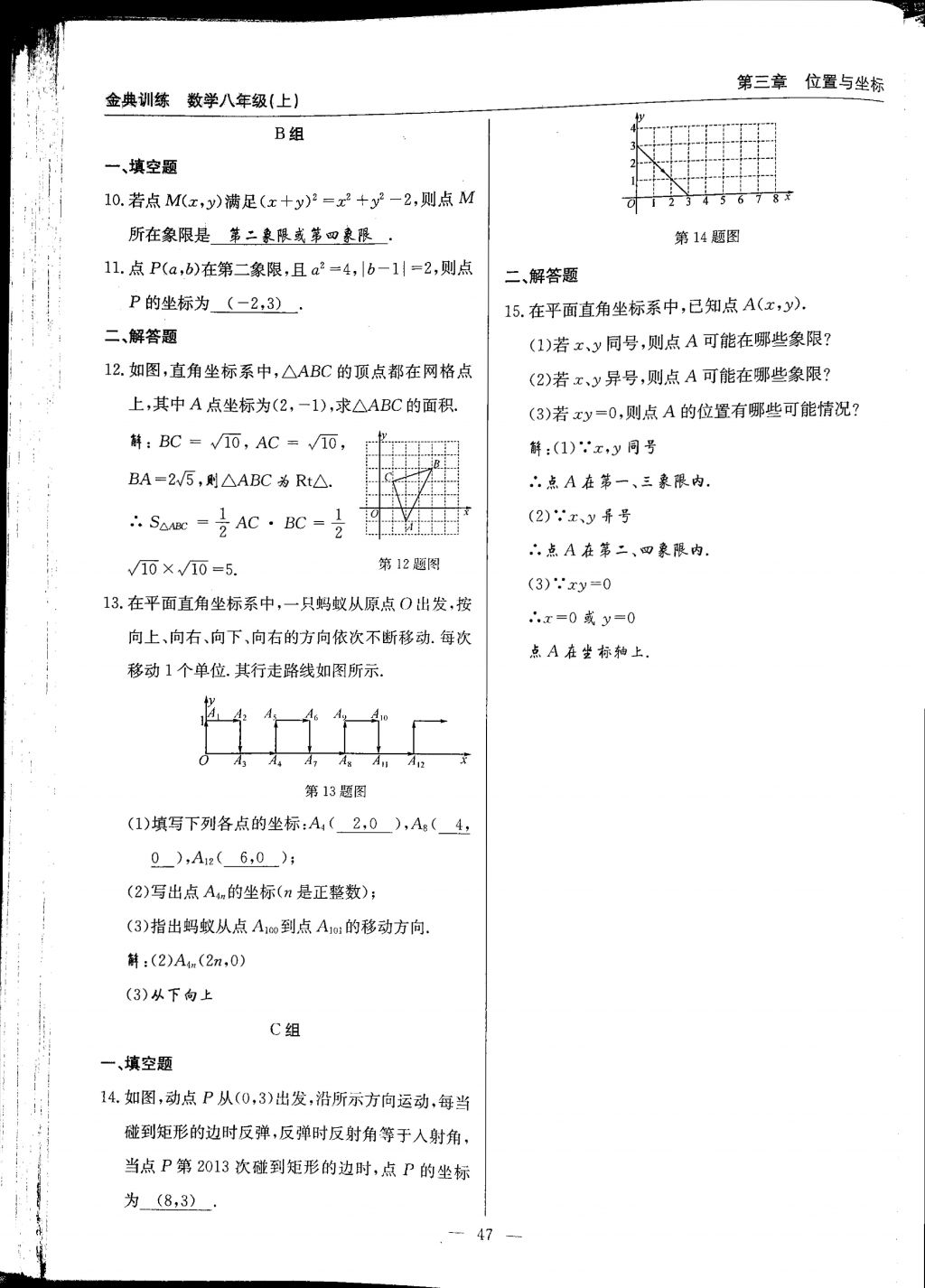 2017年金典訓練八年級數(shù)學上冊北師大版 參考答案第47頁