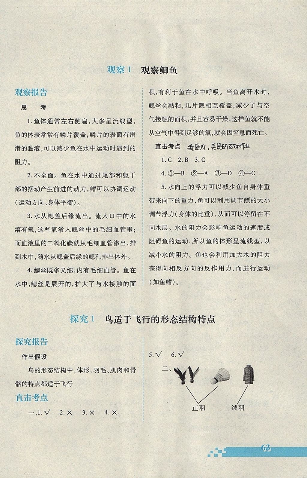 2017年實(shí)驗(yàn)探究報告冊八年級生物學(xué)上冊人教版 參考答案第2頁