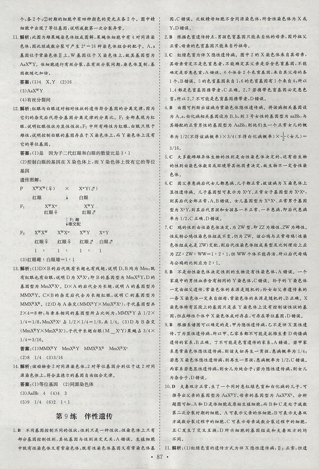 2018年小題巧練生物必修2人教版 參考答案第9頁