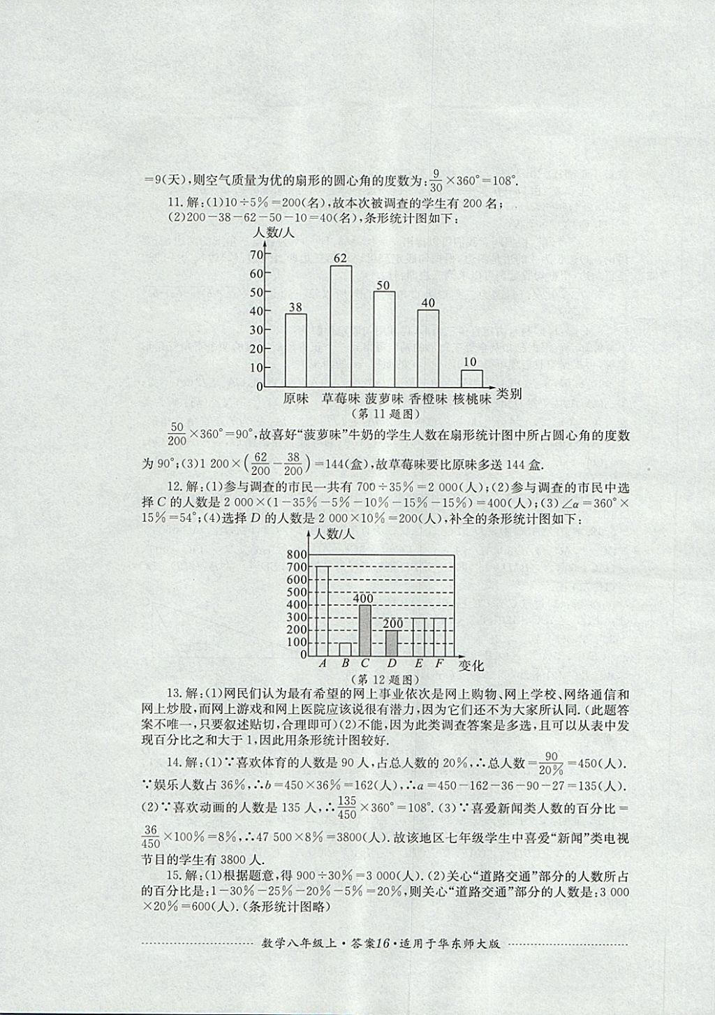 2017年單元測試八年級數(shù)學(xué)上冊華師大版四川教育出版社 參考答案第16頁