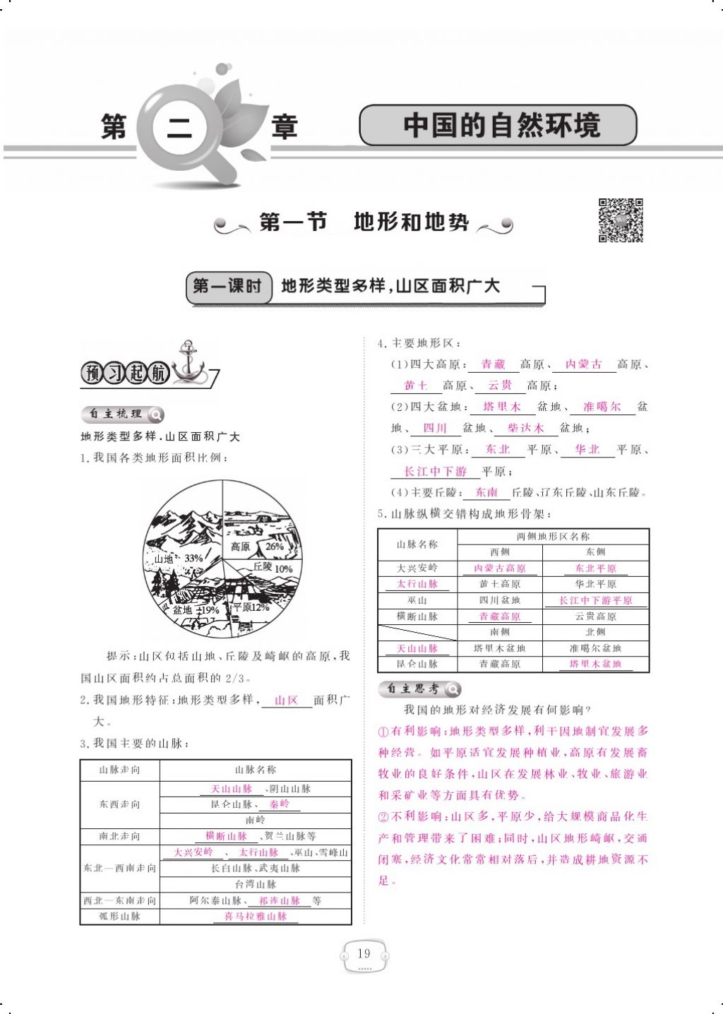 2017年領(lǐng)航新課標(biāo)練習(xí)冊(cè)八年級(jí)地理上冊(cè)人教版 參考答案第31頁