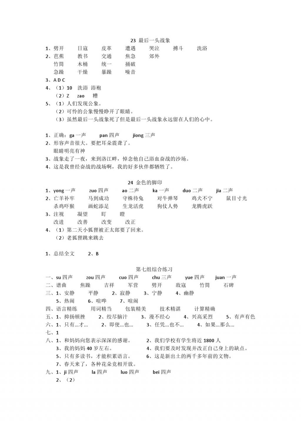 2017年配套練習(xí)冊六年級語文上冊人教版人民教育出版社 參考答案第13頁