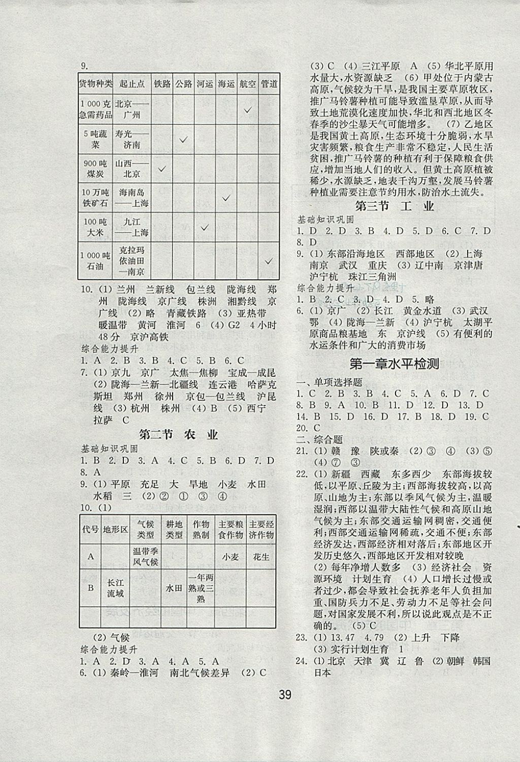 2017年初中基礎(chǔ)訓(xùn)練八年級(jí)地理上冊(cè)人教版山東教育出版社 參考答案第3頁(yè)