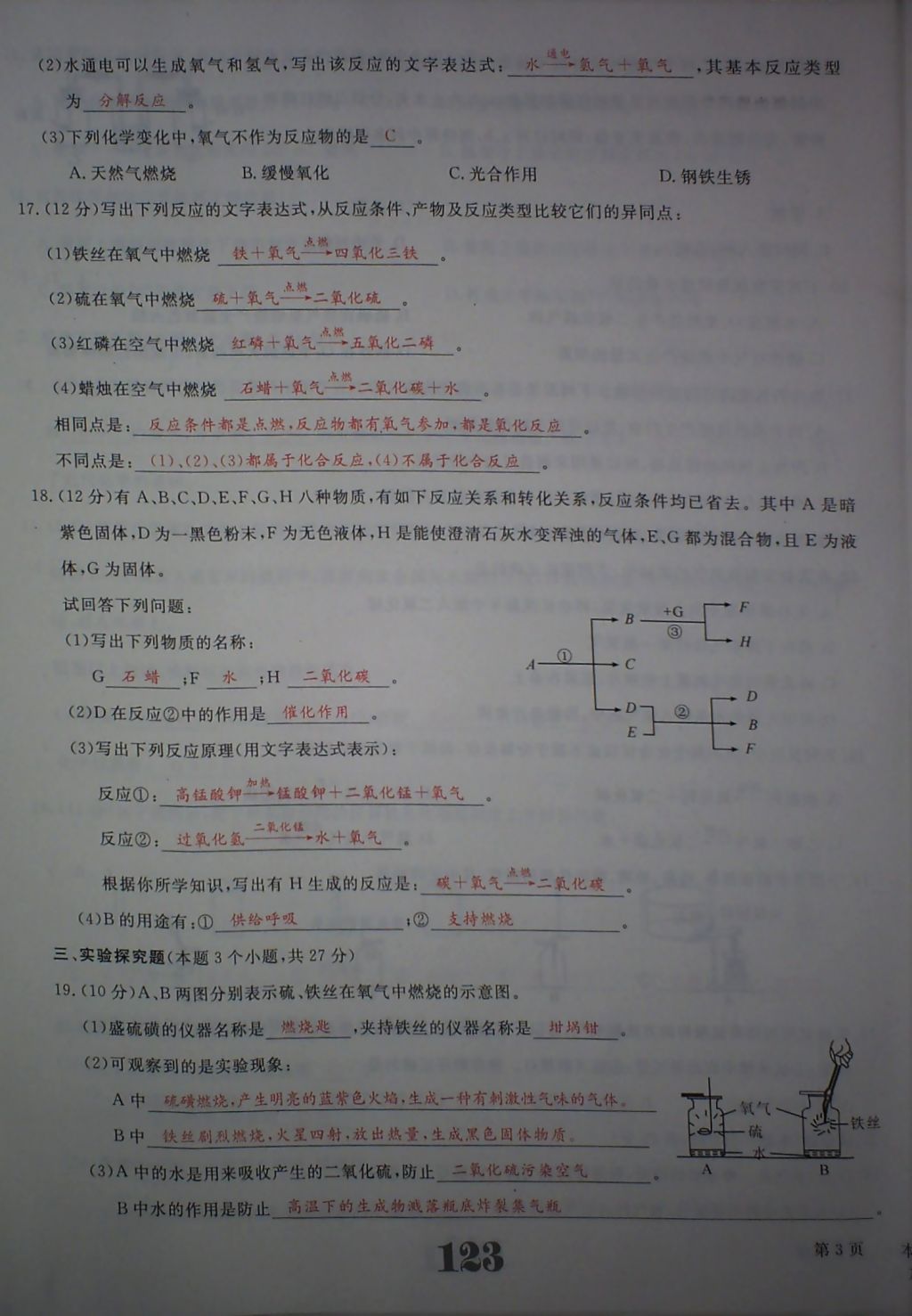 2017年五州圖書超越訓(xùn)練九年級(jí)化學(xué)上冊人教版 參考答案第127頁