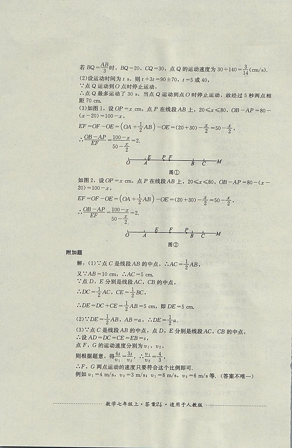 2017年单元测试七年级数学上册人教版四川教育出版社 参考答案第24页