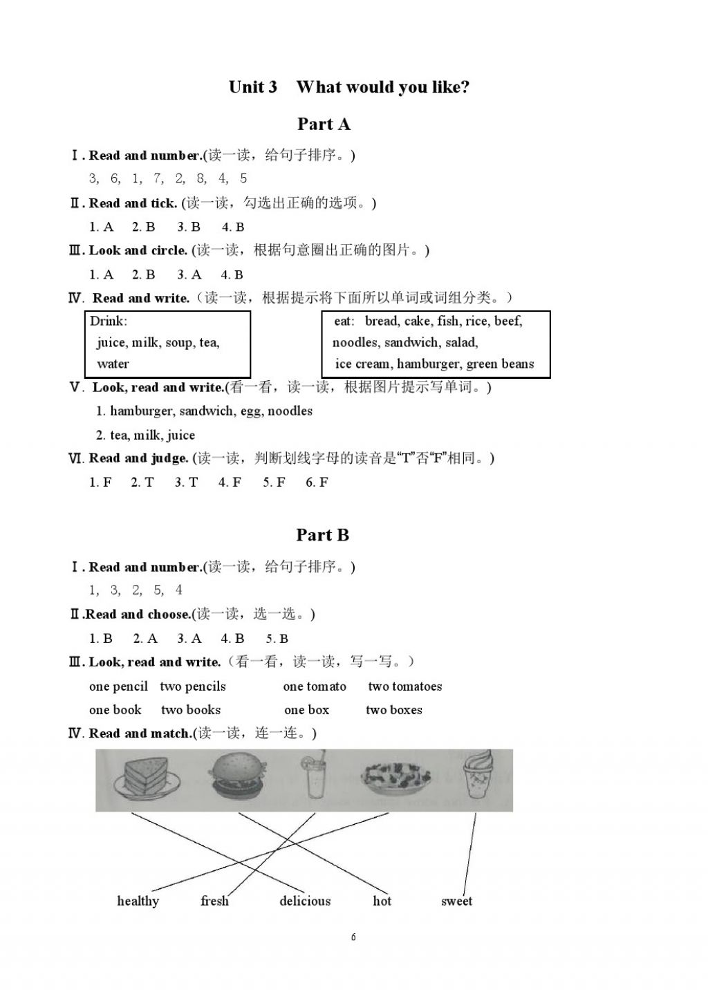 2017年配套練習(xí)冊(cè)五年級(jí)英語上冊(cè)人教版人民教育出版社 參考答案第5頁