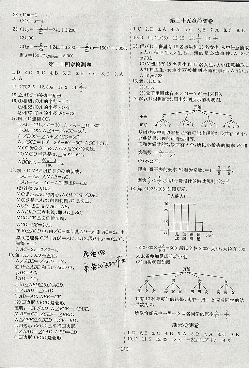 2017年課時A計劃九年級數(shù)學(xué)上冊人教版 參考答案第18頁