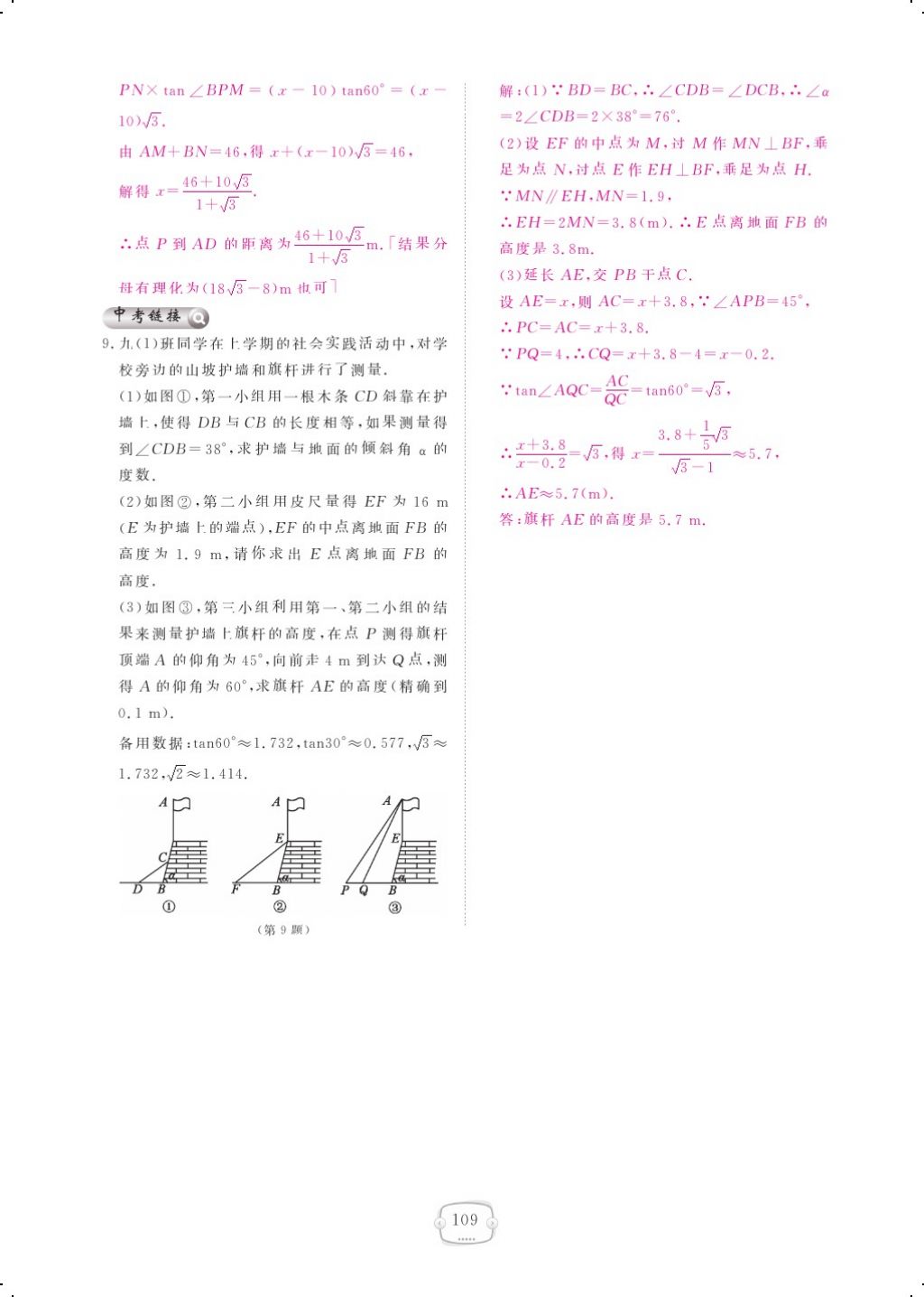 2017年領(lǐng)航新課標(biāo)練習(xí)冊九年級數(shù)學(xué)全一冊北師大版 參考答案第113頁