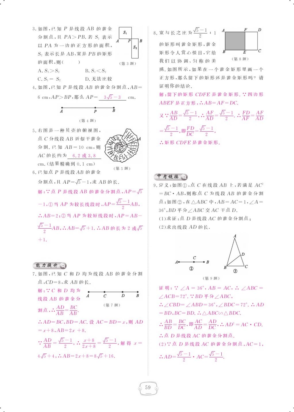 2017年領(lǐng)航新課標練習(xí)冊九年級數(shù)學(xué)全一冊北師大版 參考答案第63頁