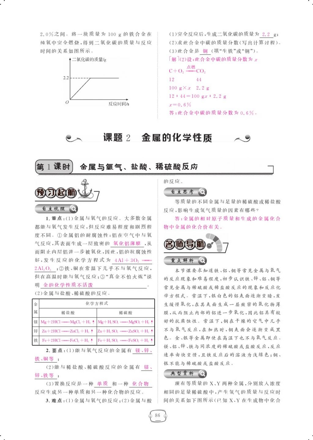 2017年領(lǐng)航新課標(biāo)練習(xí)冊九年級化學(xué)全一冊人教版 參考答案第110頁