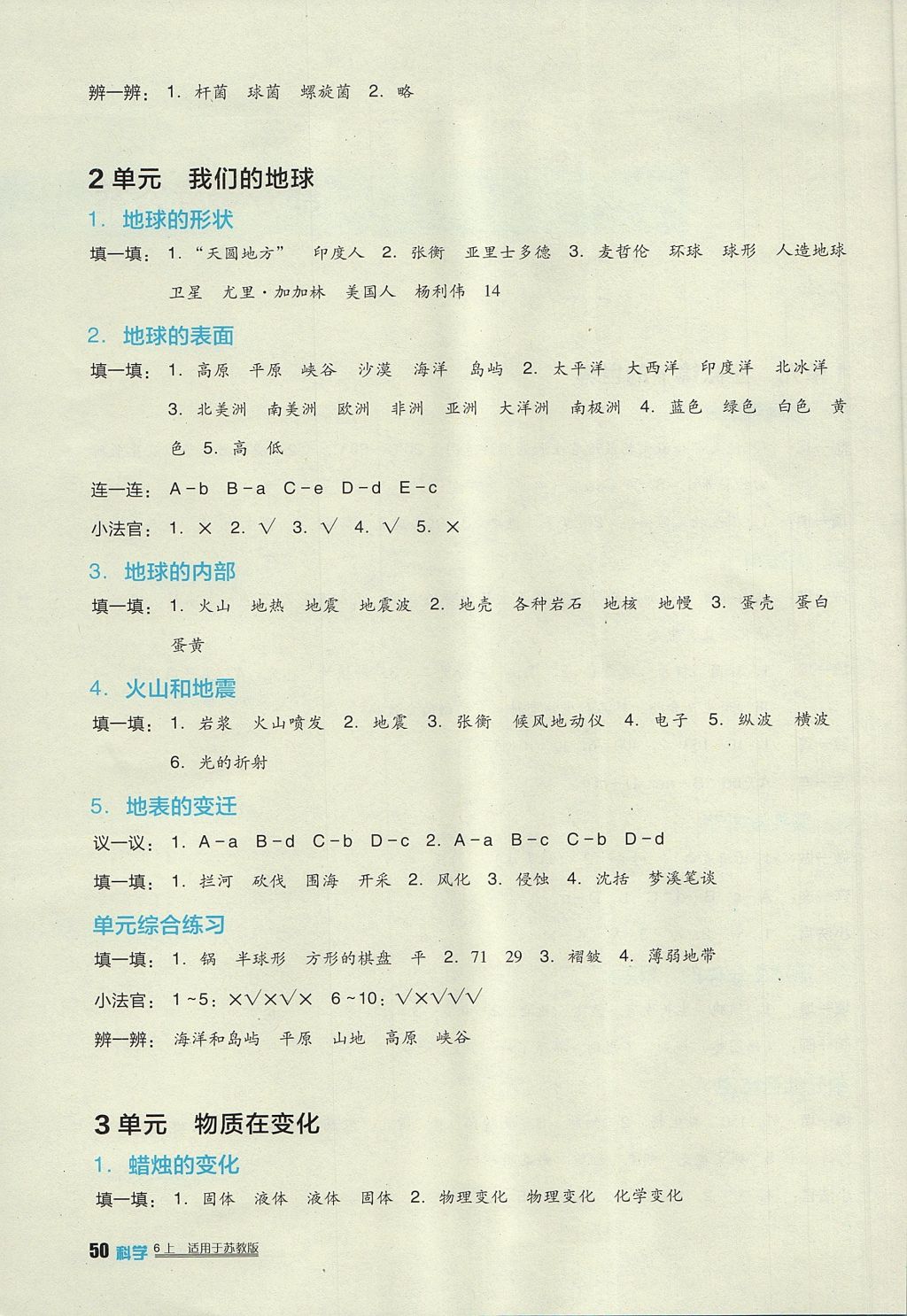2017年新課標(biāo)小學(xué)生學(xué)習(xí)實(shí)踐園地六年級(jí)科學(xué)上冊(cè)蘇教版 參考答案第2頁(yè)