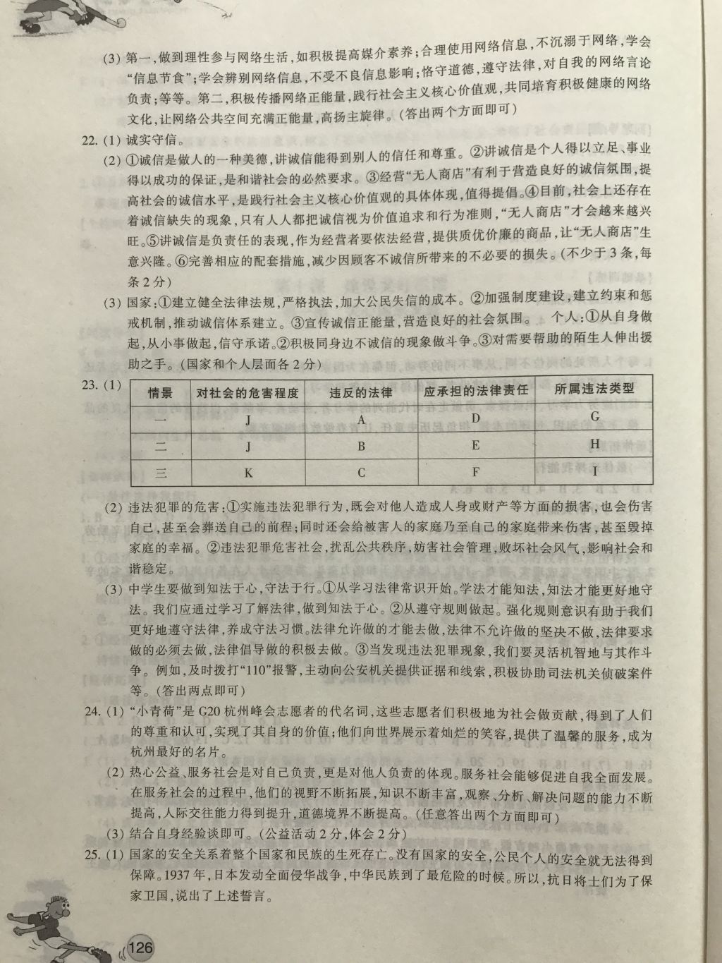 2017年同步练习八年级道德与法治上册人教版浙江教育出版社 参考答案第11页