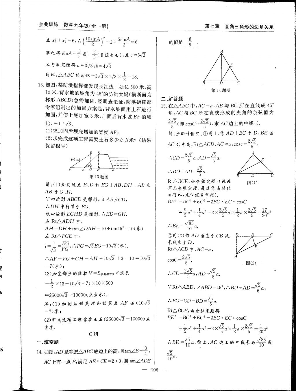 2017年金典訓(xùn)練九年級(jí)數(shù)學(xué)全一冊(cè) 參考答案第106頁(yè)