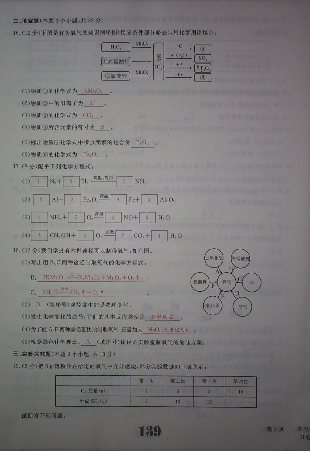 2017年五州圖書超越訓練九年級化學上冊人教版 參考答案第143頁