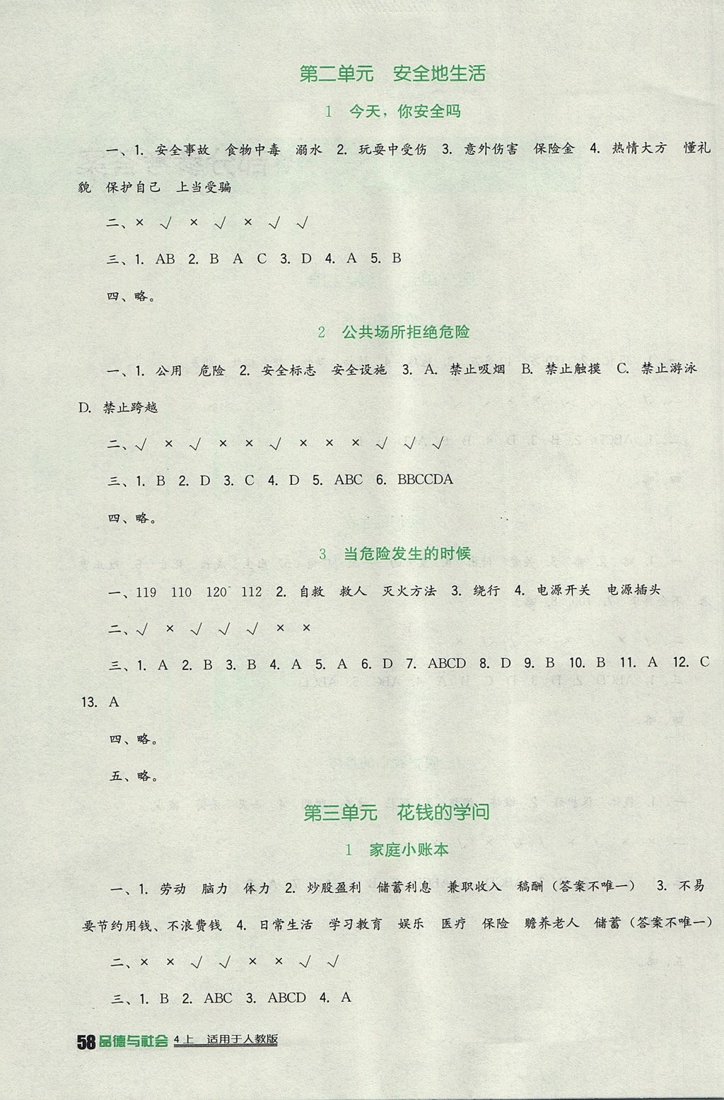 2017年小學(xué)生學(xué)習(xí)實(shí)踐園地四年級(jí)品德與社會(huì)上冊(cè)人教版 參考答案第2頁(yè)