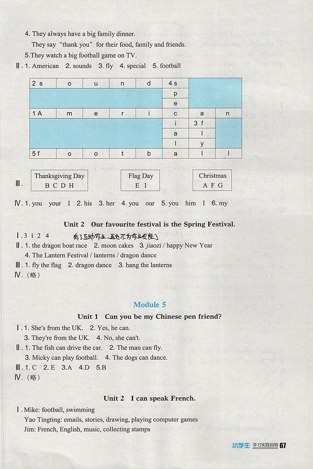 2017年小學(xué)生學(xué)習(xí)實(shí)踐園地六年級(jí)英語(yǔ)上冊(cè)外研版三起 參考答案第10頁(yè)