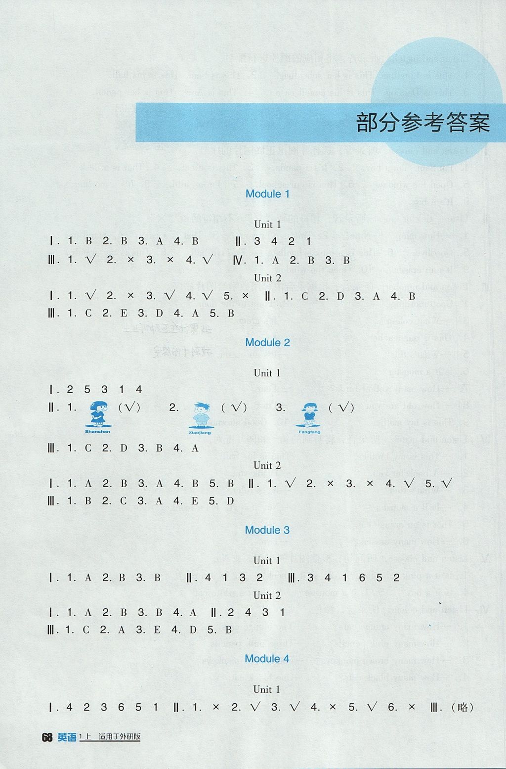 2017年小學生學習實踐園地一年級英語上冊外研版 參考答案第8頁