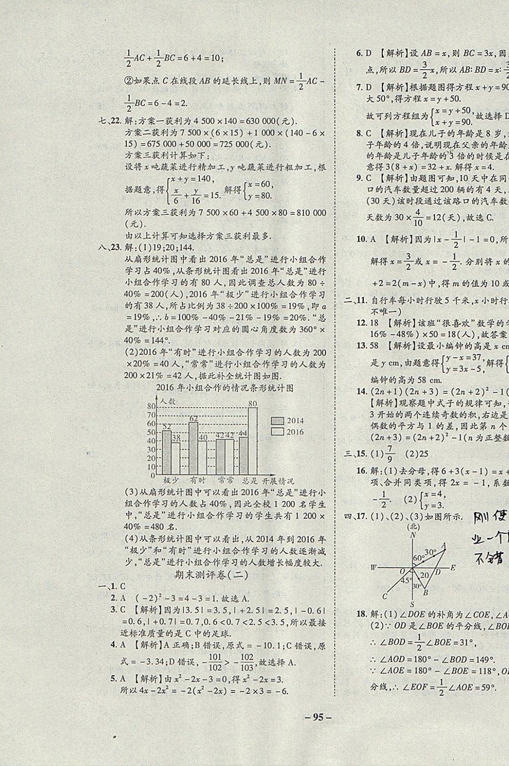 2017年培優(yōu)奪冠金卷名師點撥七年級數學上冊滬科版 參考答案第11頁