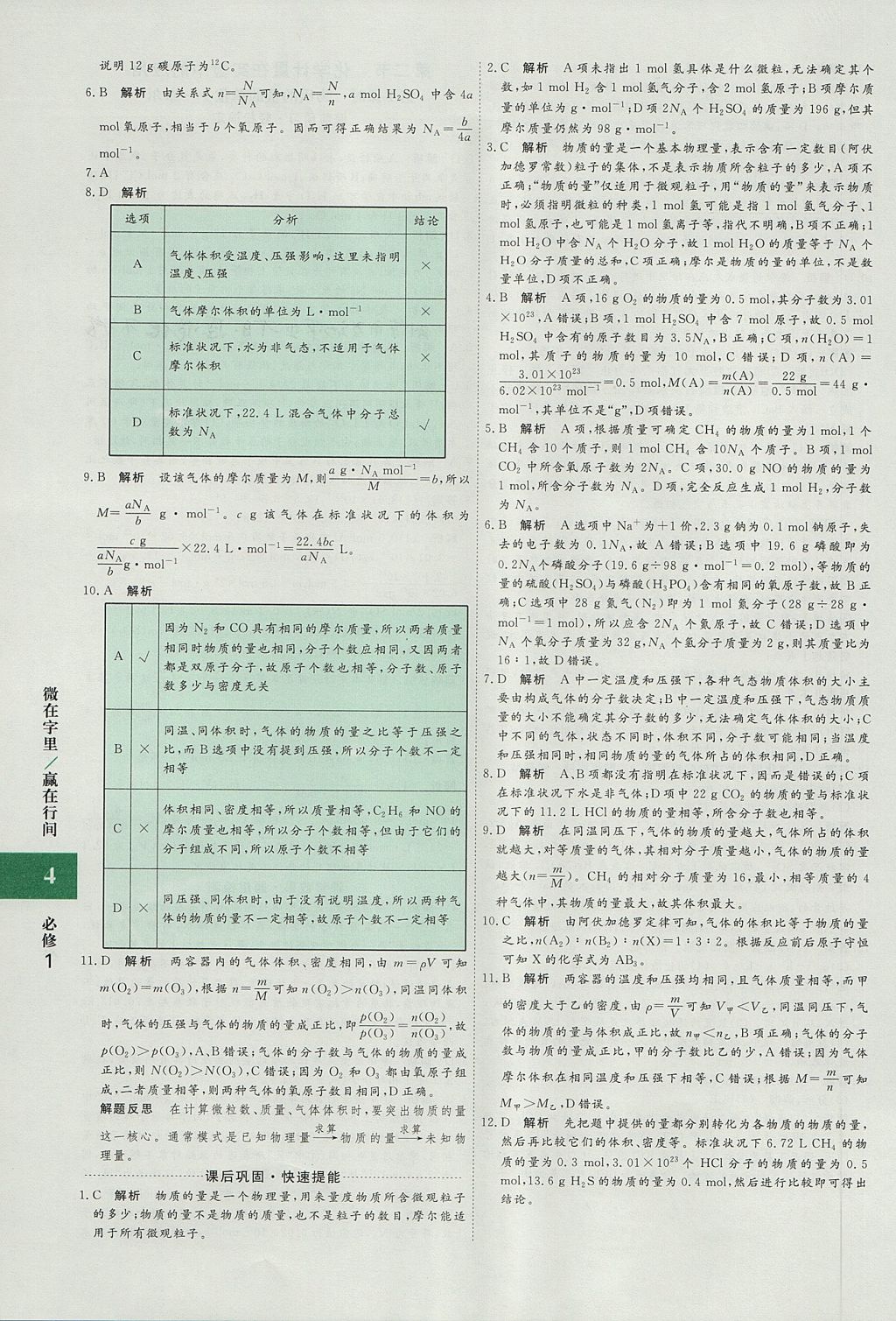 2018年贏在微點(diǎn)輕松課堂化學(xué)必修1 參考答案第4頁