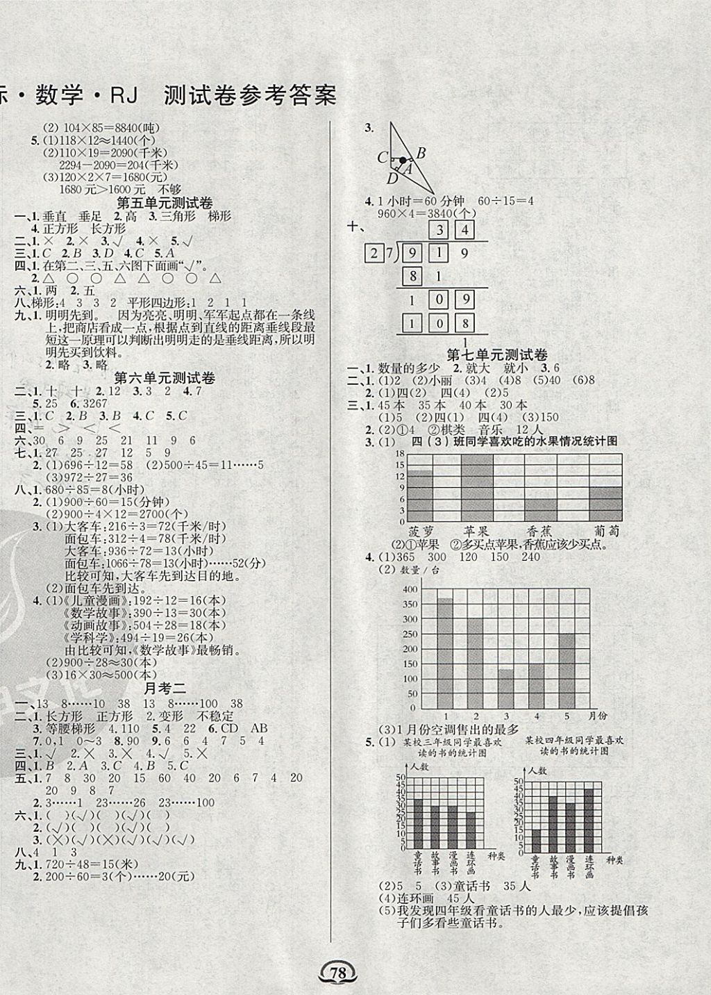 2017年創(chuàng)新考王完全試卷四年級數(shù)學(xué)上冊人教版 參考答案第2頁