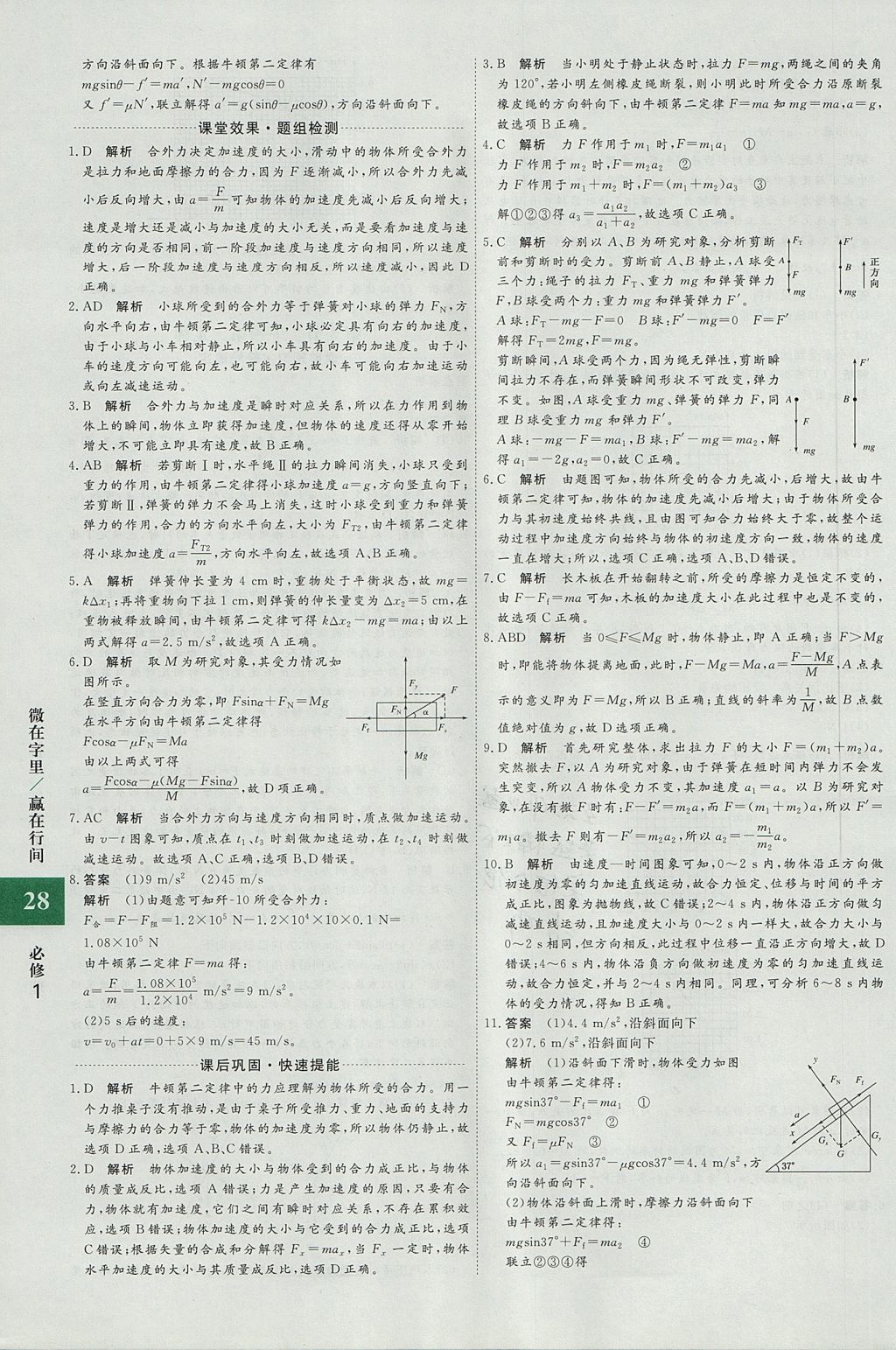 2018年贏在微點(diǎn)輕松課堂物理必修1 參考答案第28頁