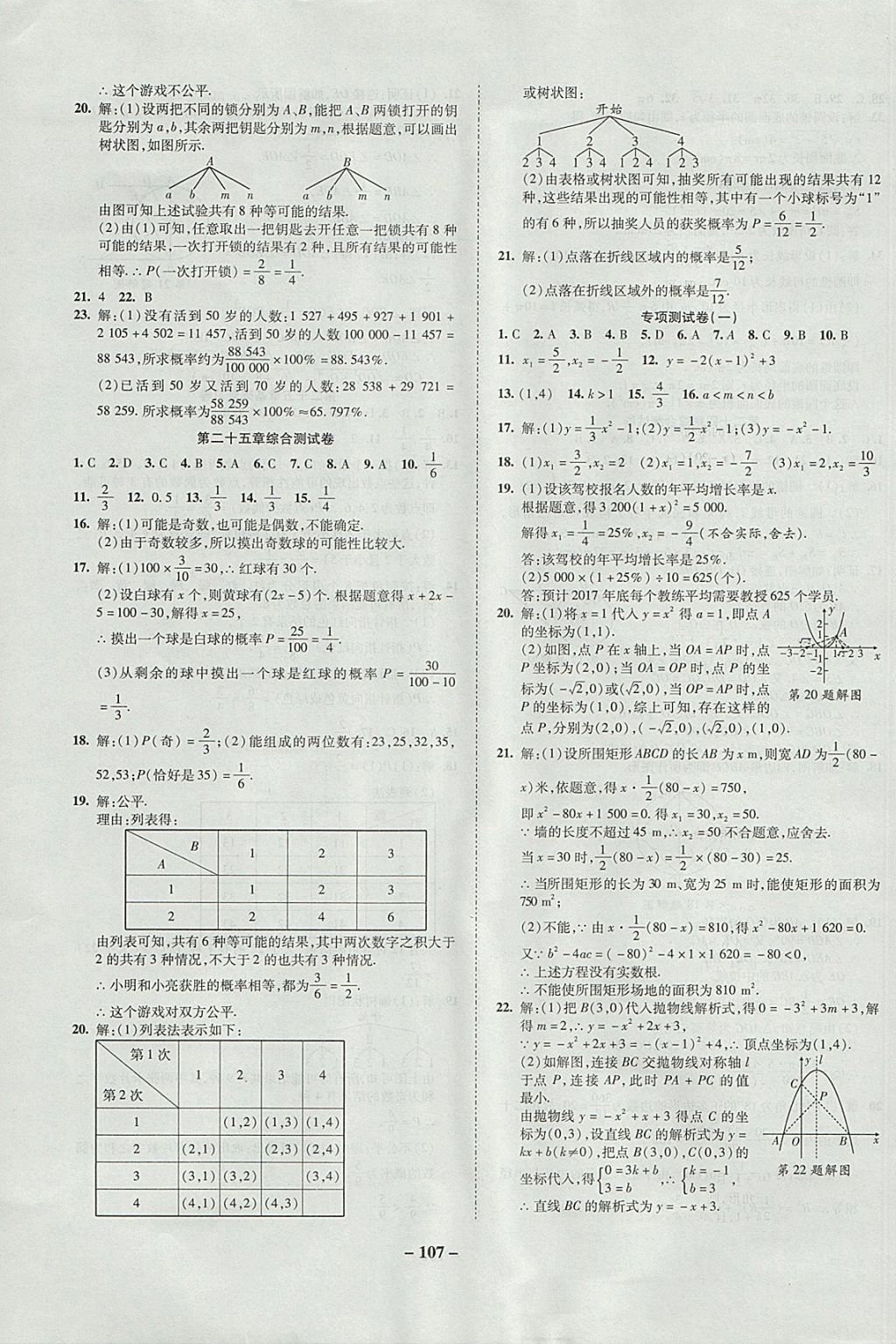 2017年金質(zhì)教輔直擊中考培優(yōu)奪冠金卷九年級數(shù)學(xué)上冊人教版 參考答案第7頁