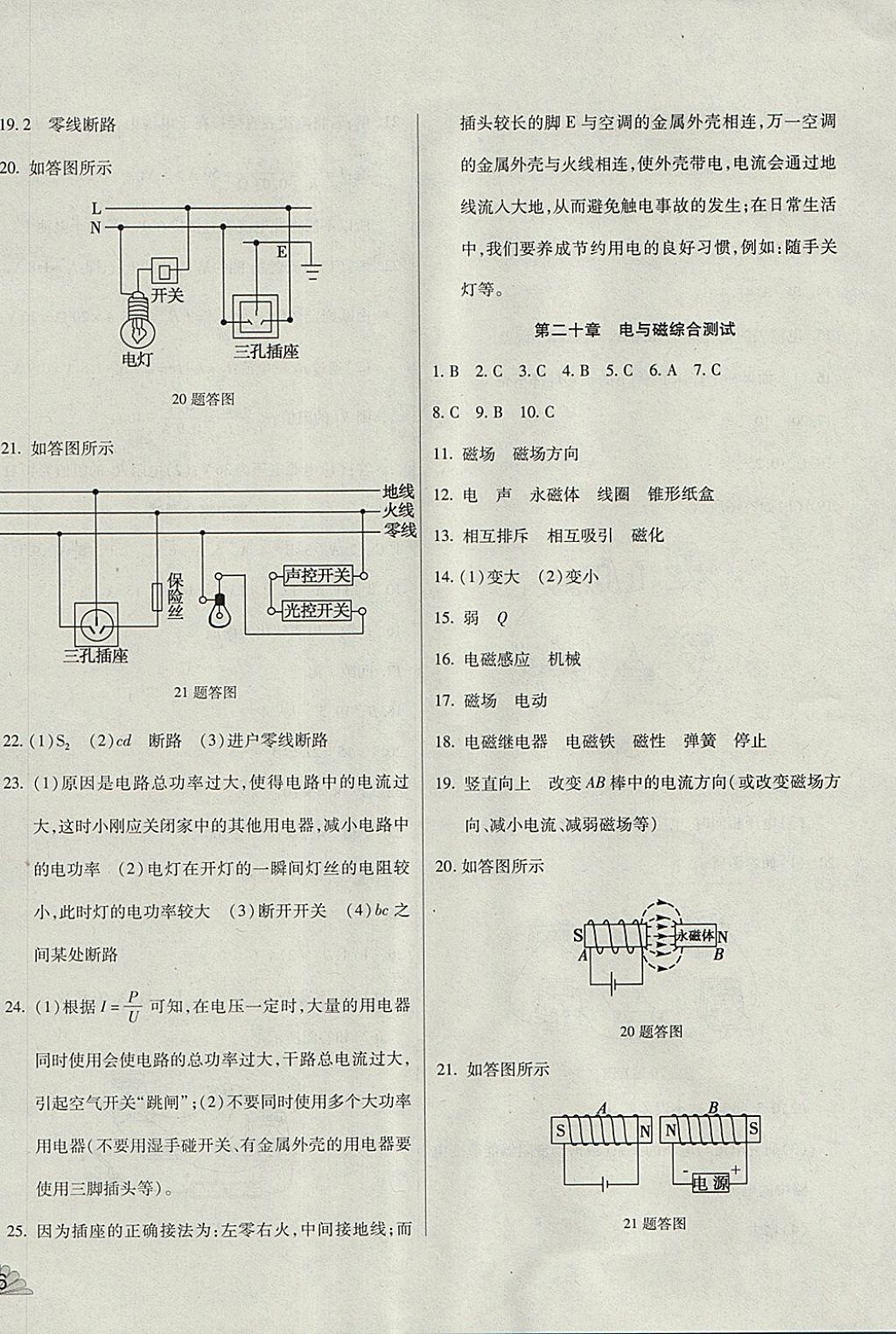 2017年千里馬單元測(cè)試卷九年級(jí)物理全一冊(cè)人教版 參考答案第8頁