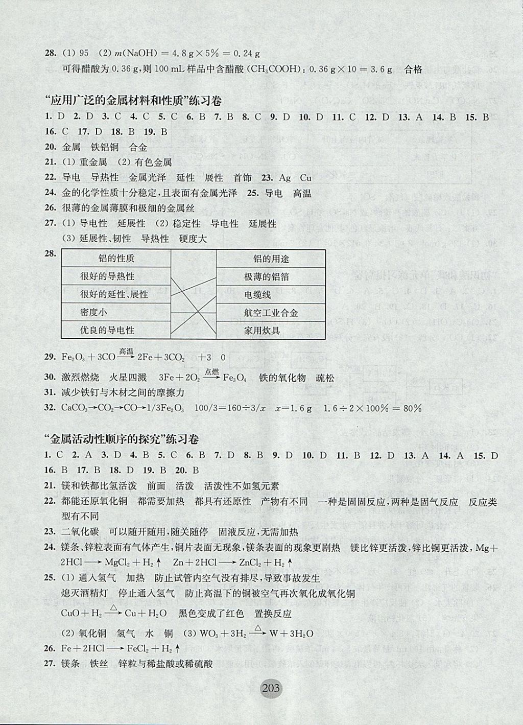 2017年期終沖刺百分百九年級化學(xué)全一冊 參考答案第17頁