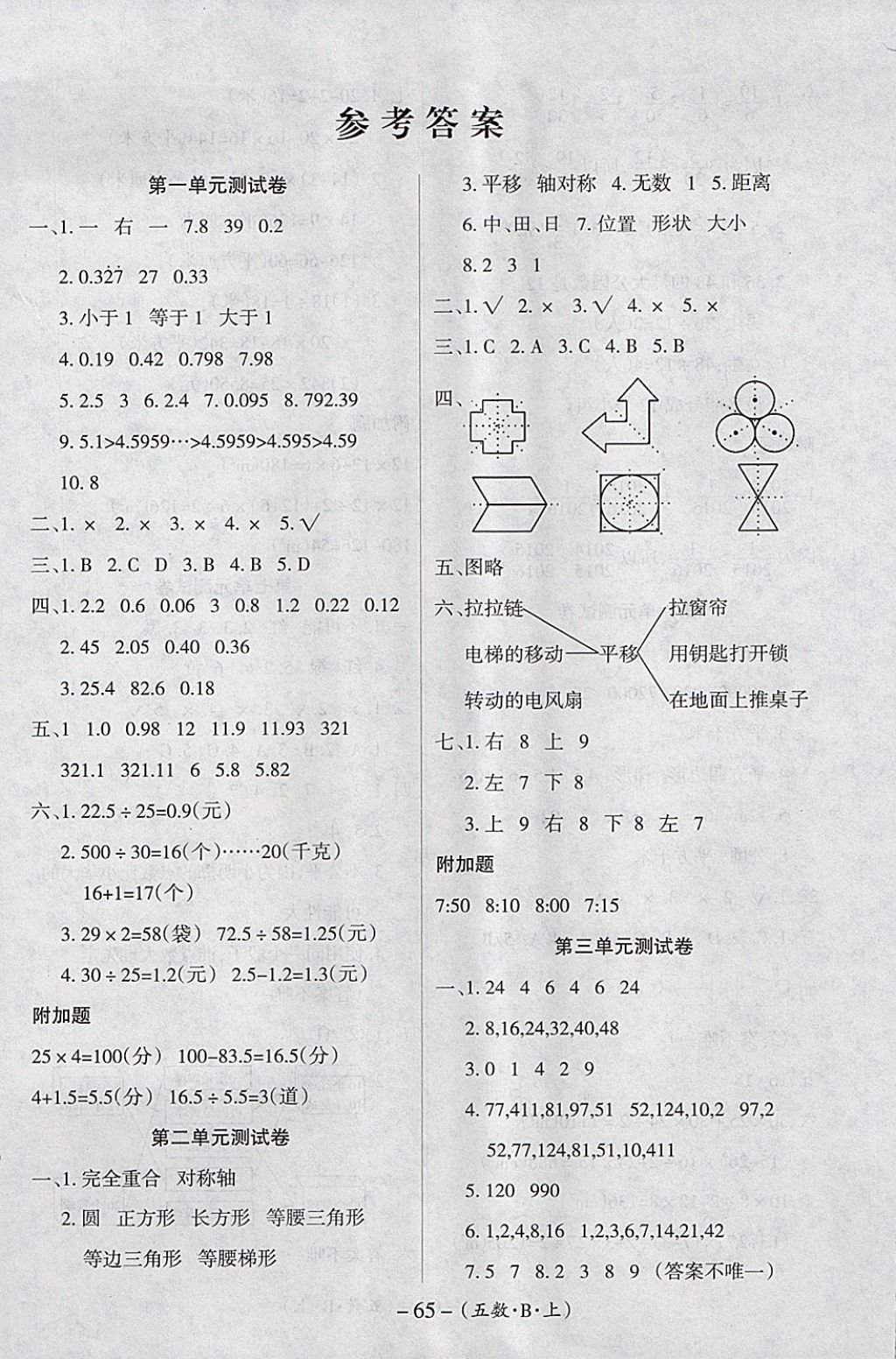 2017年優(yōu)佳好卷五年級(jí)數(shù)學(xué)上冊(cè)北師大版 參考答案第1頁(yè)