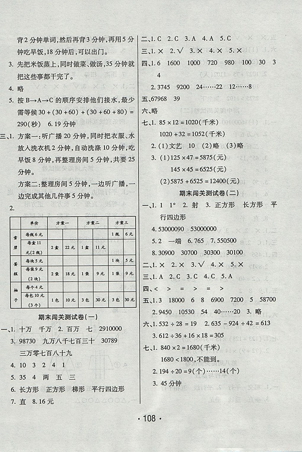 2017年一學(xué)通狀元沖刺100分四年級(jí)數(shù)學(xué)上冊(cè)人教版 參考答案第8頁