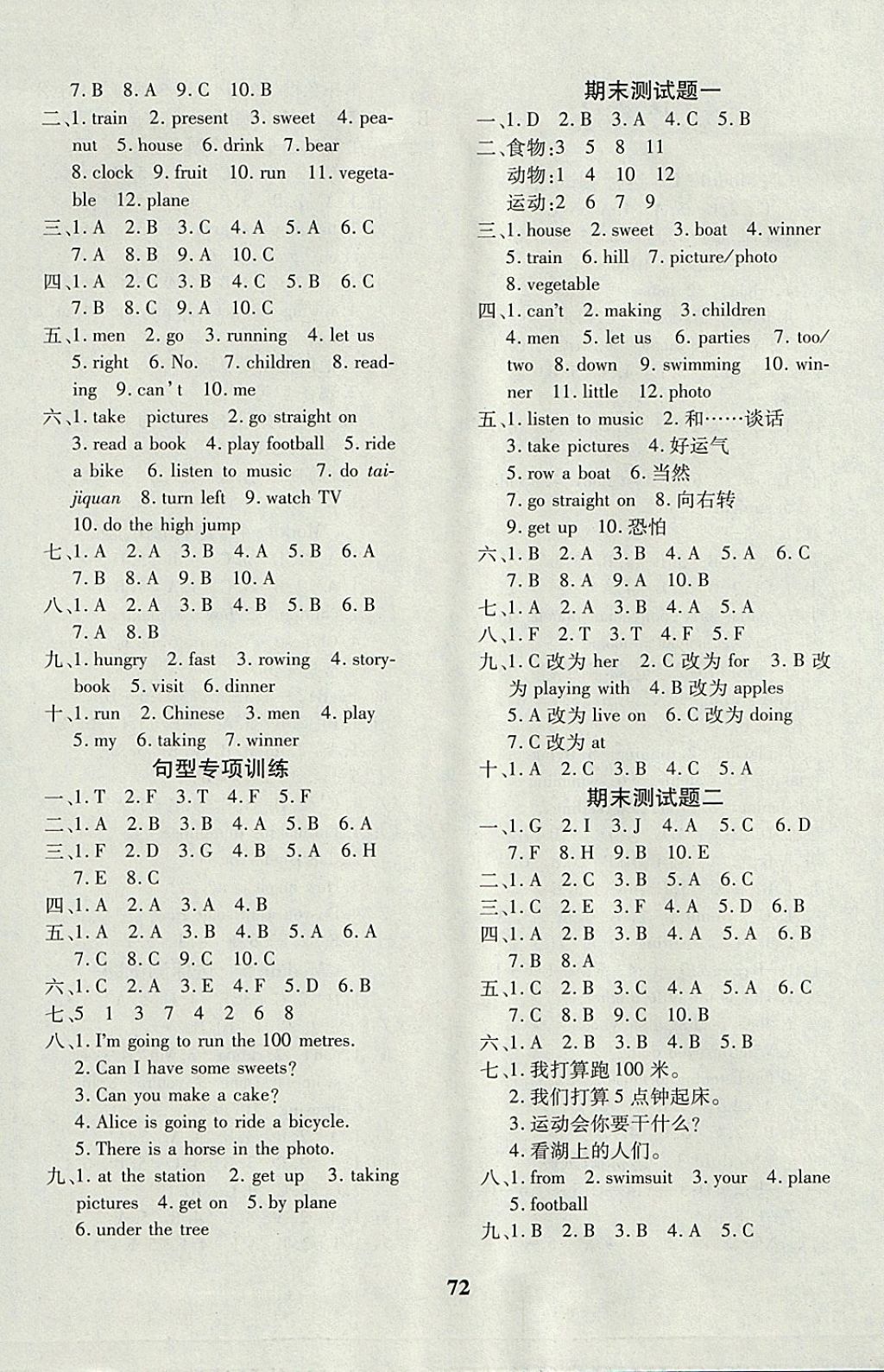 2017年黃岡360度定制密卷四年級(jí)英語(yǔ)上冊(cè)外研版 參考答案第4頁(yè)