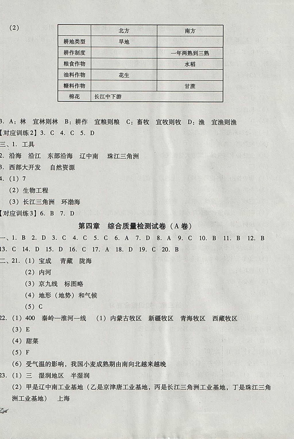 2017年單元加期末復(fù)習(xí)與測(cè)試八年級(jí)地理上冊(cè)人教版 參考答案第8頁(yè)