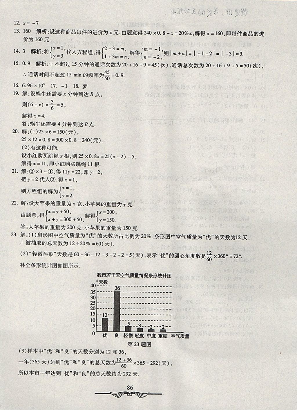 2017年学海金卷初中夺冠单元检测卷七年级数学上册沪科版 参考答案第18页