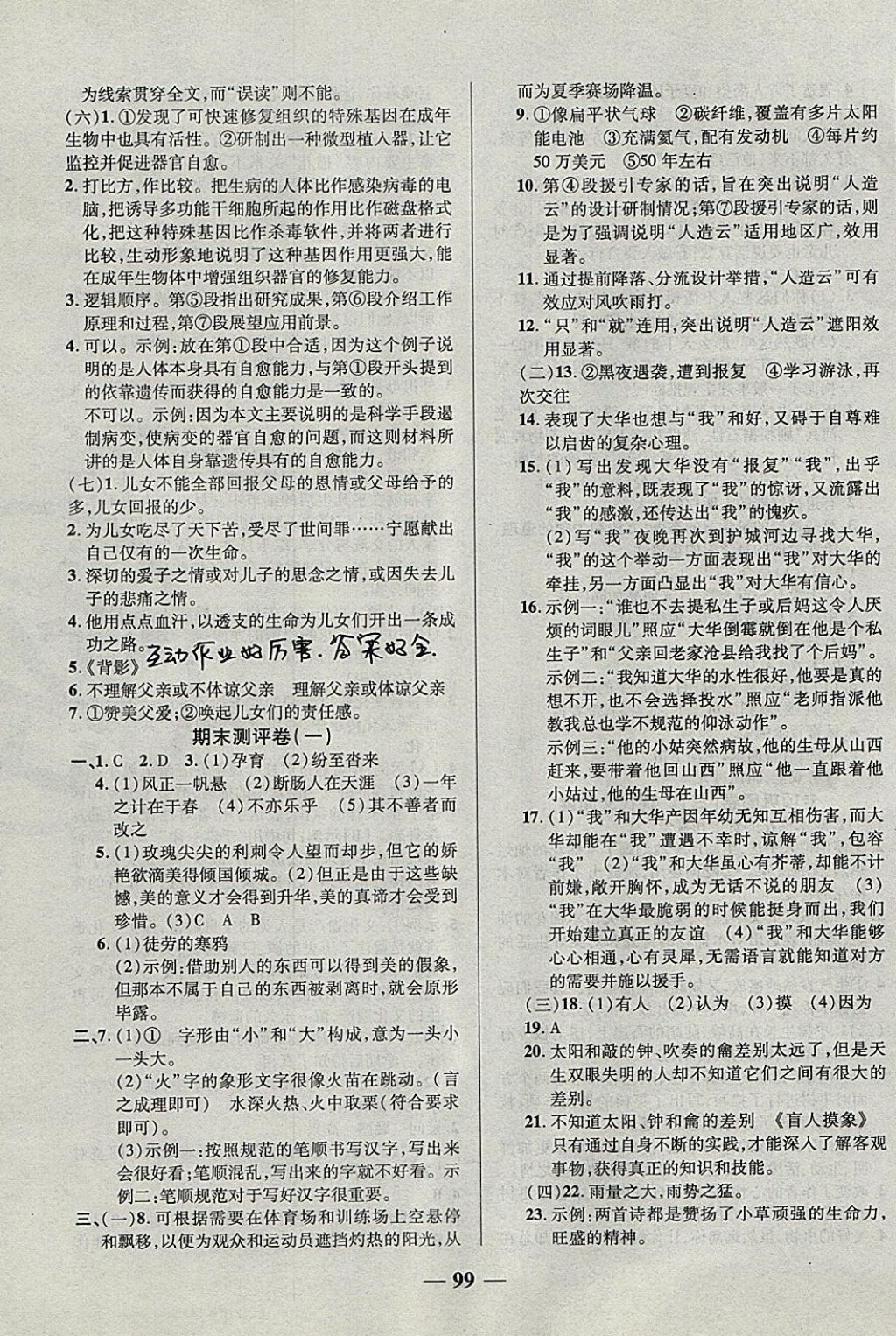 2017年優(yōu)加全能大考卷七年級(jí)語(yǔ)文上冊(cè)人教版 參考答案第11頁(yè)