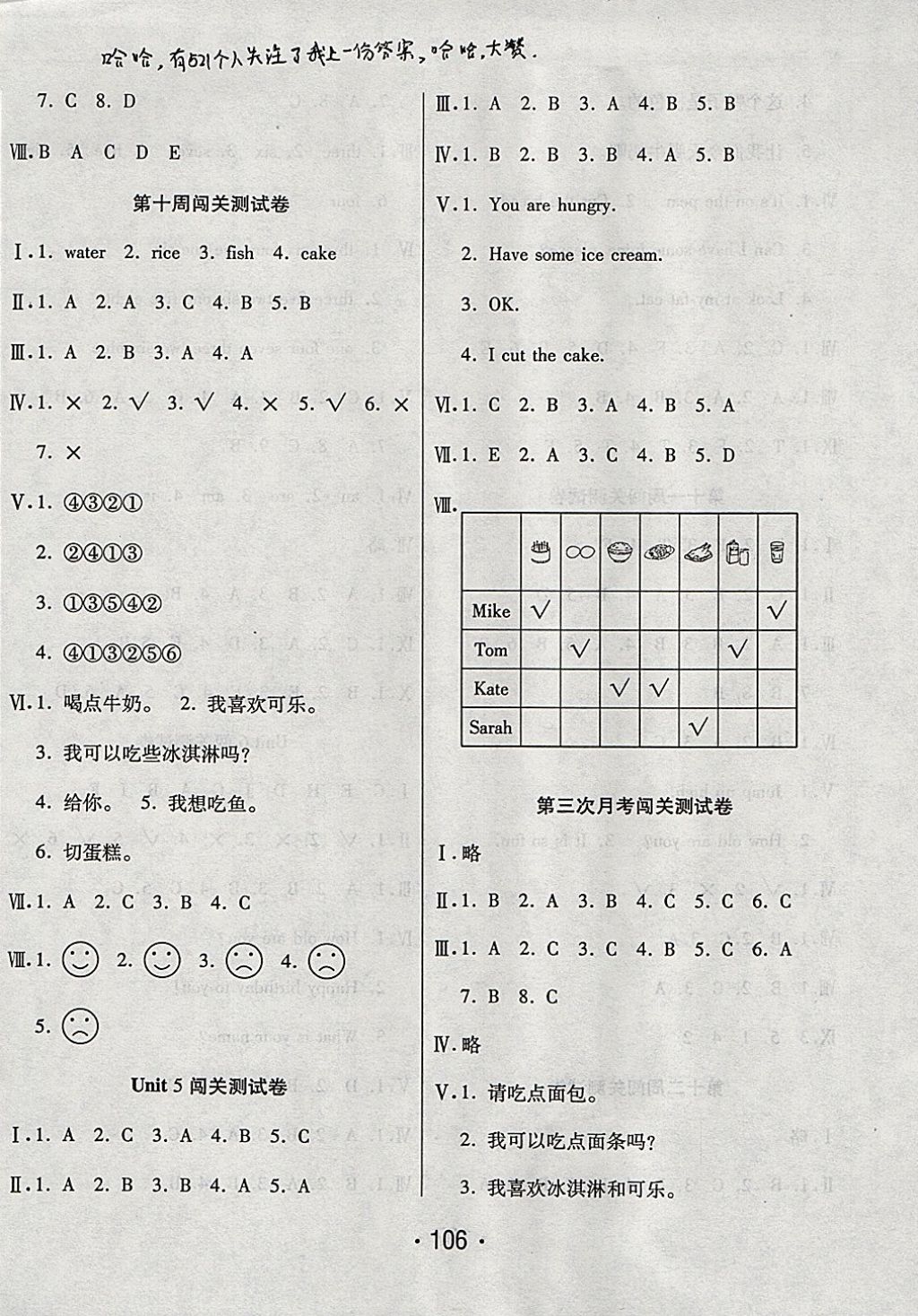 2017年一學(xué)通狀元沖刺100分三年級(jí)英語上冊(cè)人教PEP版 參考答案第6頁