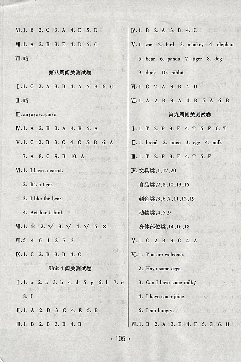 2017年一學(xué)通狀元沖刺100分三年級英語上冊人教PEP版 參考答案第5頁