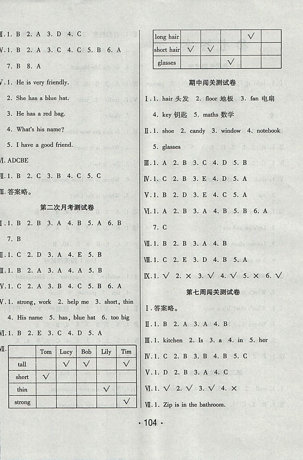 2017年一學(xué)通狀元沖刺100分四年級英語上冊人教PEP版 參考答案第4頁