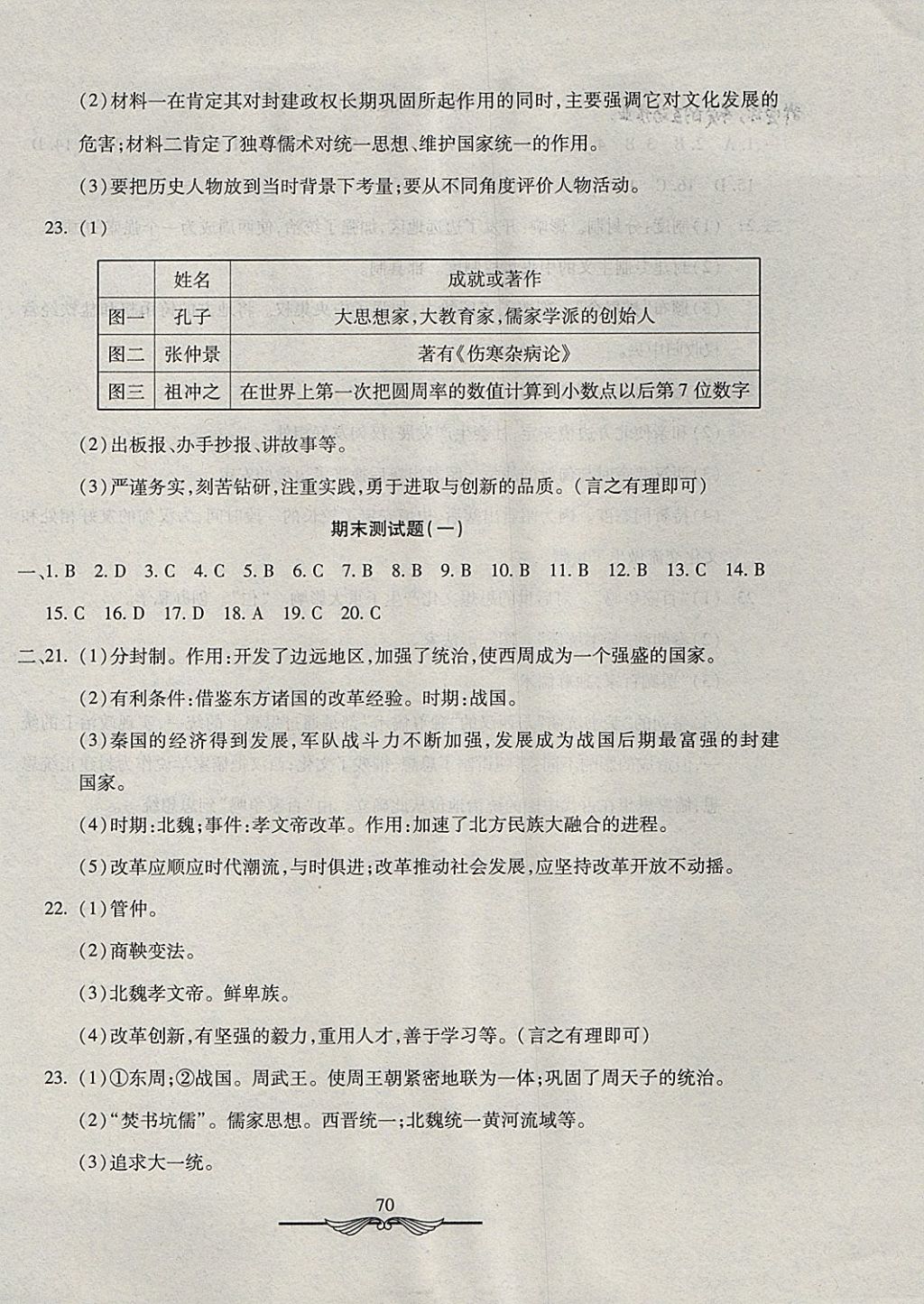 2017年学海金卷初中夺冠单元检测卷六年级历史上册鲁教版五四制 参考答案第10页