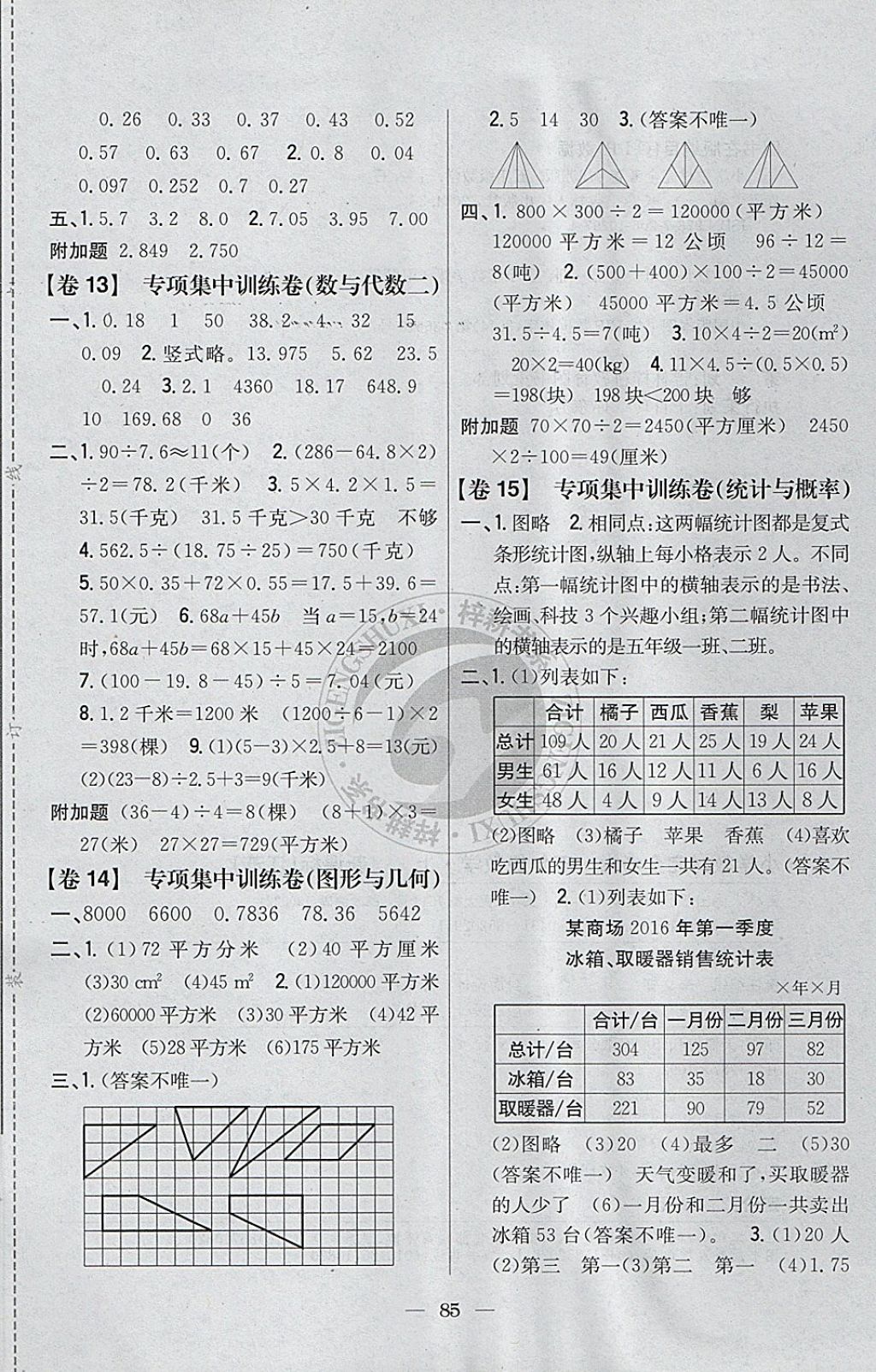 2017年小學(xué)教材完全考卷五年級(jí)數(shù)學(xué)上冊(cè)江蘇版 參考答案第5頁(yè)