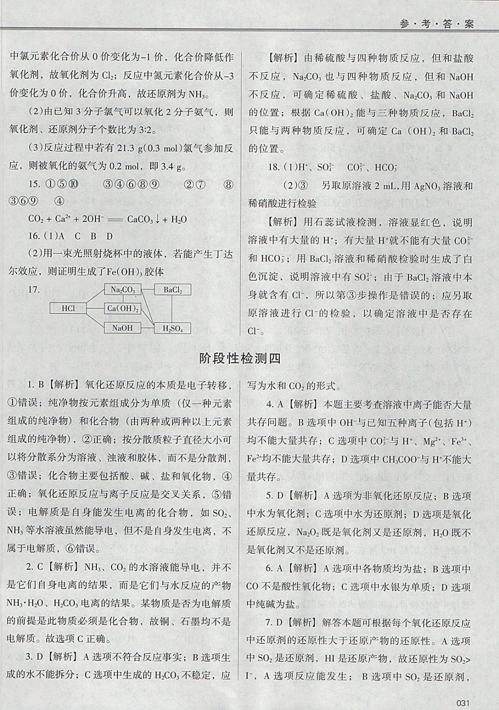 2018年學(xué)習(xí)質(zhì)量監(jiān)測(cè)化學(xué)必修1人教版 參考答案第31頁(yè)