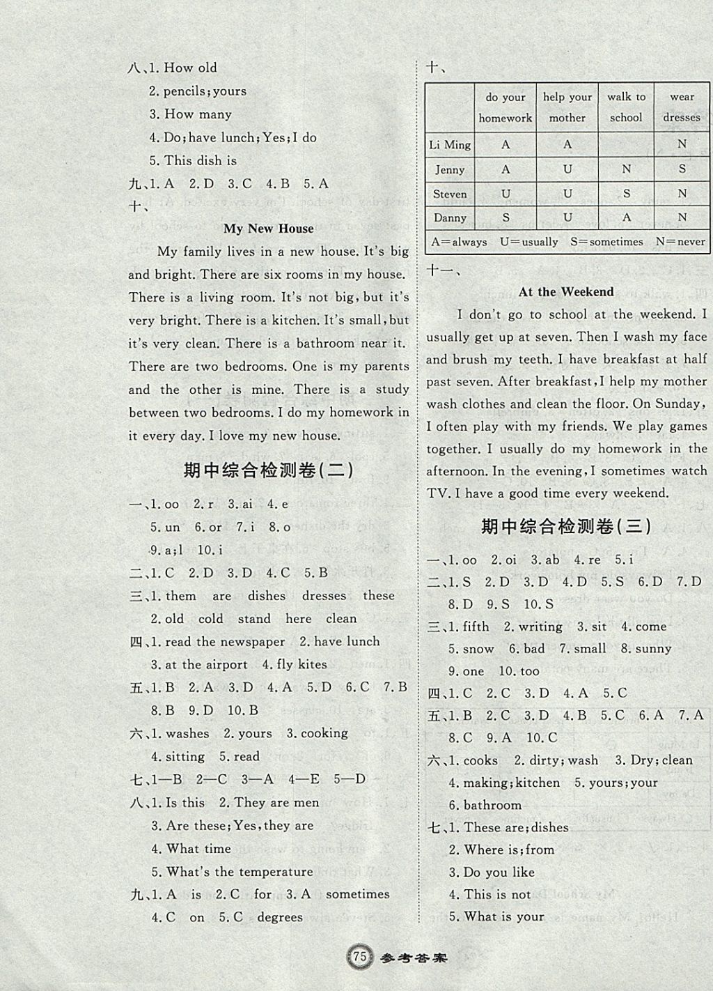 2017年優(yōu)加密卷六年級英語上冊N版 參考答案第3頁