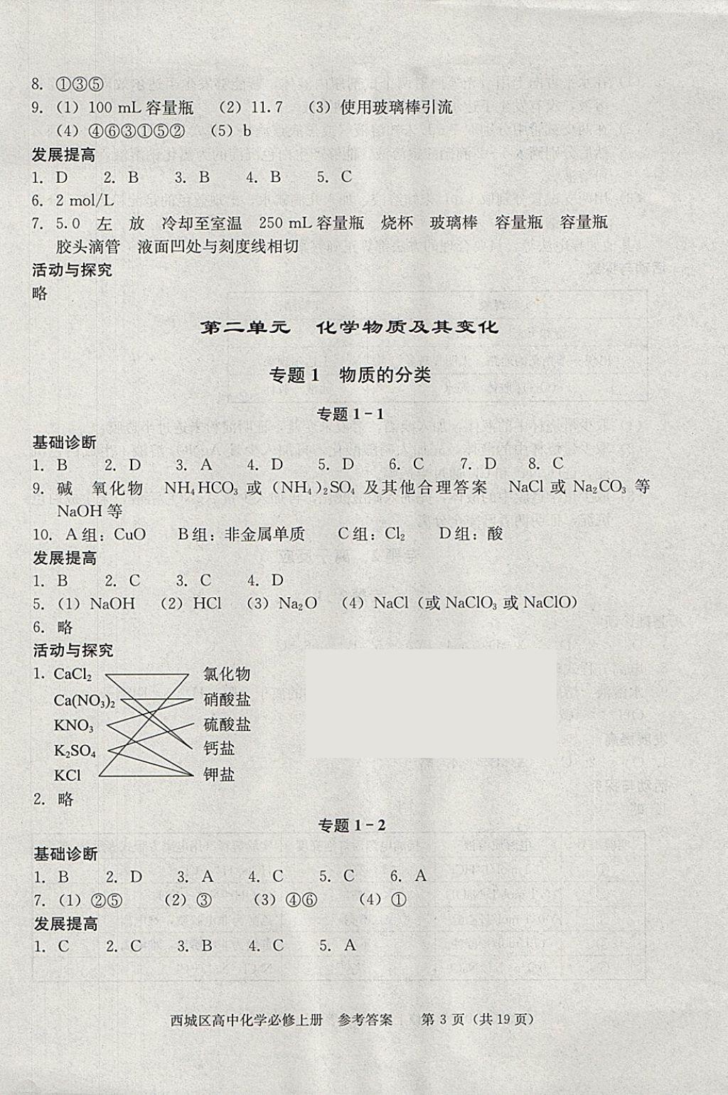 2018年學(xué)習(xí)探究診斷化學(xué)必修上冊 參考答案第3頁