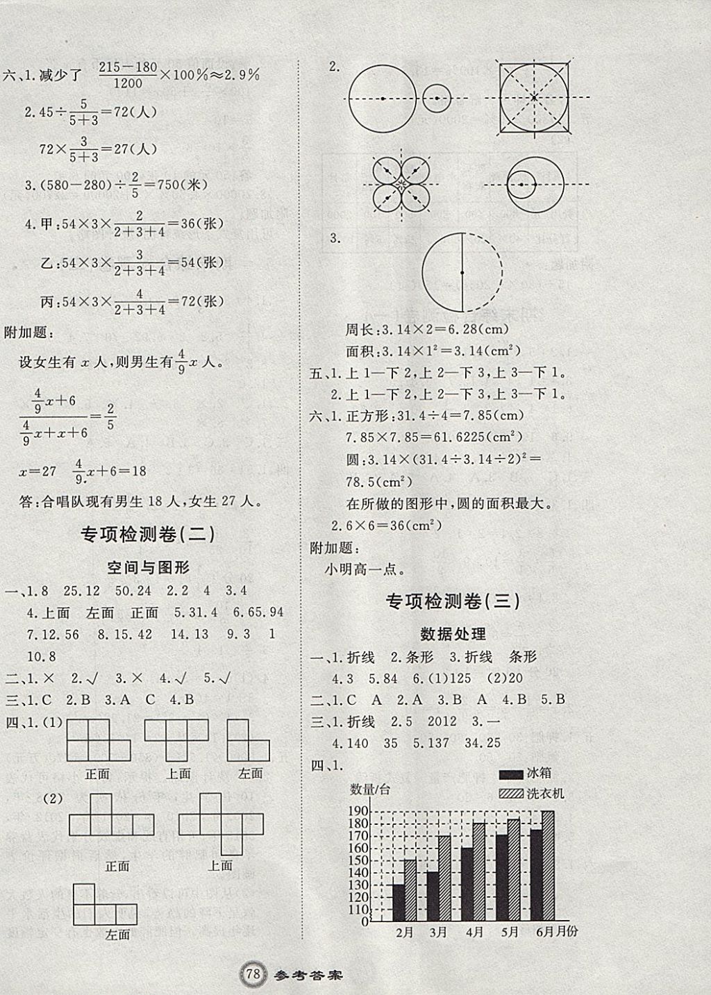 2017年优加密卷六年级数学上册B版 参考答案第6页