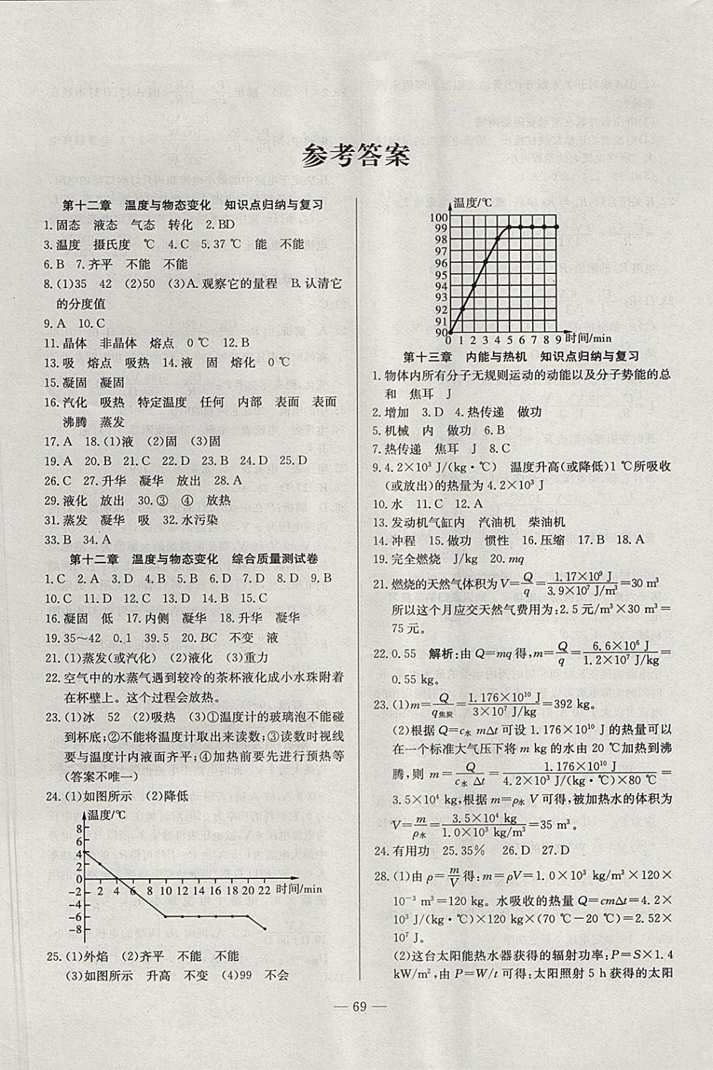 2017年精彩考评单元测评卷九年级物理上册沪科版 参考答案第1页