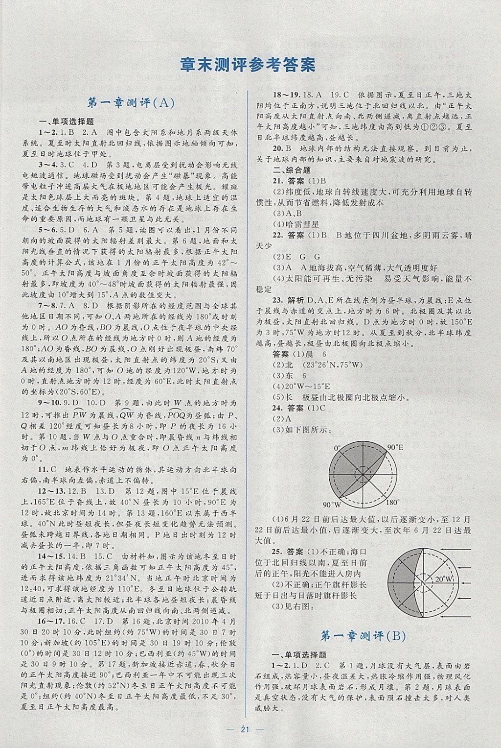 2018年人教金學(xué)典同步解析與測評學(xué)考練地理必修1人教版 參考答案第21頁