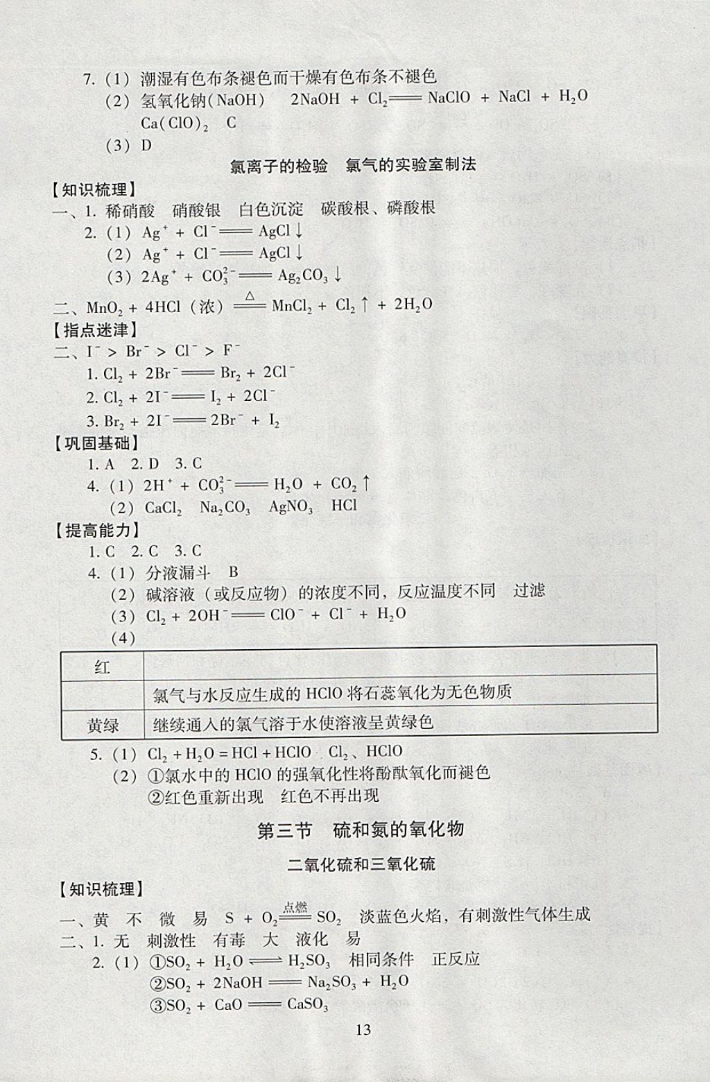 2018年海淀名師伴你學(xué)同步學(xué)練測高中化學(xué)必修1 參考答案第13頁